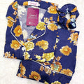 Sajiero Galaxy Boski Linen Floral Printed Pajama Suit Ash Purple - My Store