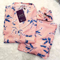 Sajiero Galaxy Boski Linen Floral Printed Pajama Suit Snow Pink - My Store