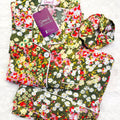 Sajiero Galaxy Boski Linen Printed Pajama Floral Green - My Store
