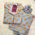 Sajiero Galaxy Boski Linen Printed Pajama Orange Print - My Store
