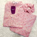 Sajiero Galaxy Boski Linen Printed Pajama Suit Baby Pink - My Store