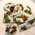Sajiero Galaxy Boski Linen Printed Pajama Suit Lime Floral - My Store