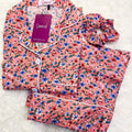 Sajiero Galaxy Boski Linen Printed Pajama Suit Luxury Peach - My Store