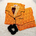 Sajiero Galaxy Boski Linen Printed Pajama Suit Sharp Yellow - My Store