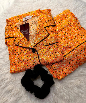 Sajiero Galaxy Boski Linen Printed Pajama Suit Sharp Yellow - My Store