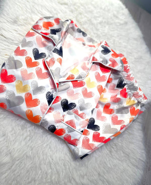 Sajiero Galaxy Pajama Suit Printed Multi Hearts - My Store