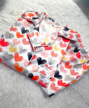 Sajiero Galaxy Pajama Suit Printed Multi Hearts - My Store