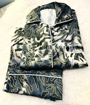 Sajiero Galaxy Pajama Suit Printed Tiger Pattern - My Store