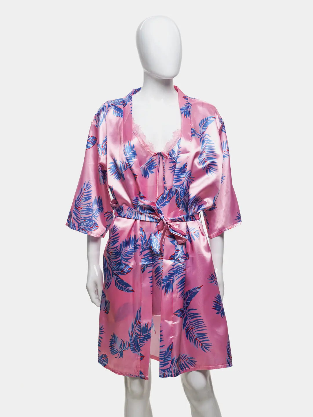 Sajiero Hawaiian Print Silk 2pcs Nightgown set - My Store