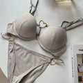 Sajiero Heart Buckle Padded Bra and Panty Set - My Store