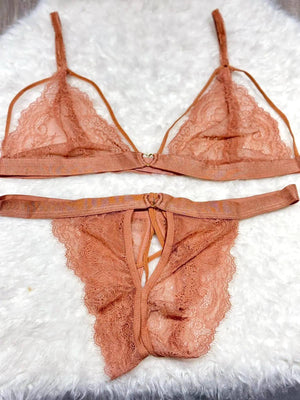 Sajiero Heart Buckle floral Embroidery Bra and Panty set - My Store