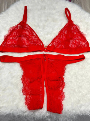 Sajiero Heart Buckle floral Embroidery Bra and Panty set - My Store