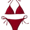 Sajiero Heat Red Padded String Ribbed Bikini - My Store