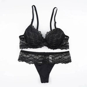 Sajiero Jessie lacy Floral Padded Bra and Panty Set - My Store