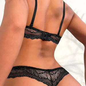 Sajiero Jessie lacy Floral Padded Bra and Panty Set - My Store