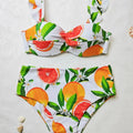 Sajiero Leaf Fruit Print Pushup Bikini Set White - My Store