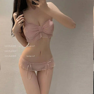 Sajiero Melody Bow Padded Bra and Panty Set - My Store