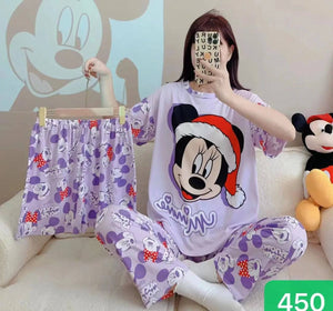 Sajiero Noise Cotton 3 Piece Printed Pajama Suit Micky - My Store