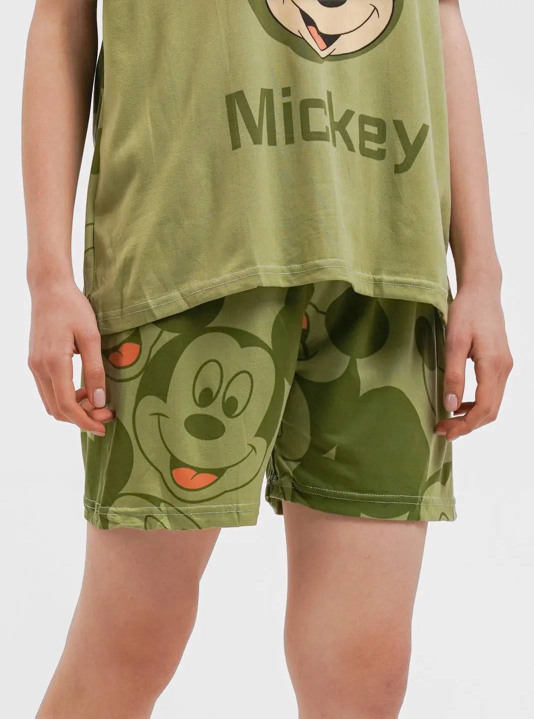 Sajiero Noise Cotton 3 Piece Printed Pajama Suit Olive Green - My Store