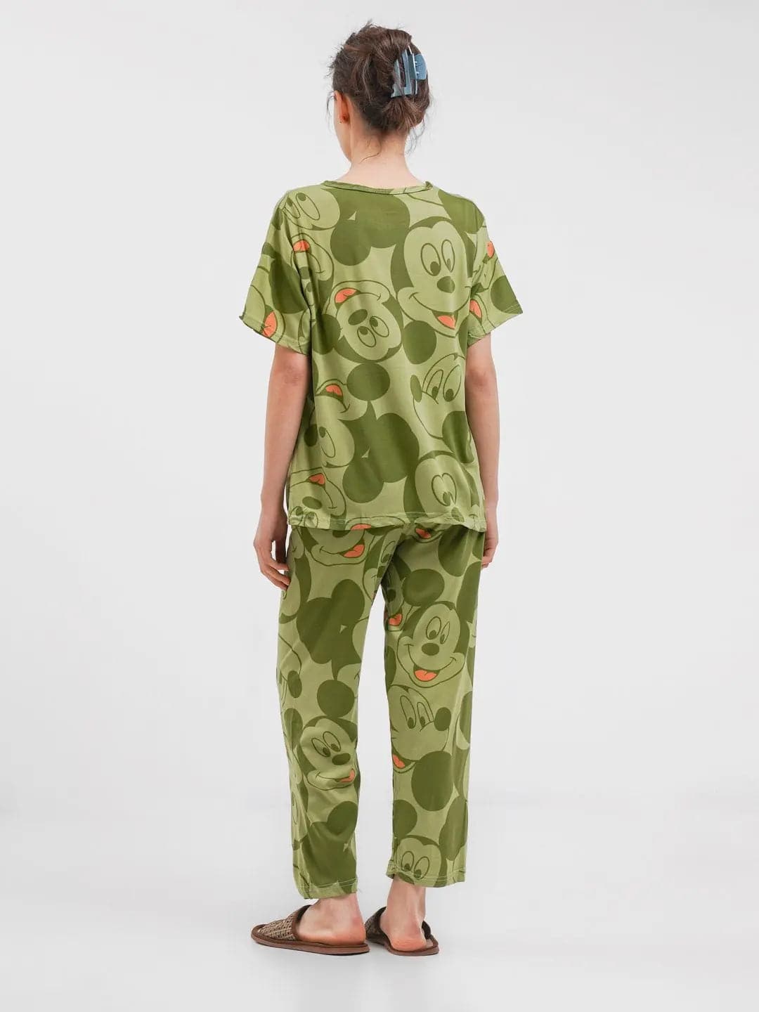 Sajiero Noise Cotton 3 Piece Printed Pajama Suit Olive Green - My Store