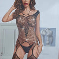 Sajiero Rhinestones Open Crotch Embroidered Full Body Stocking - My Store