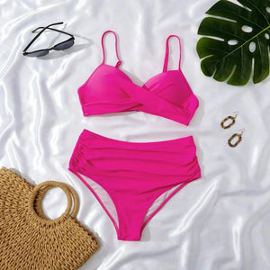 Sajiero Royal Pink Push Up Bikini Set - My Store