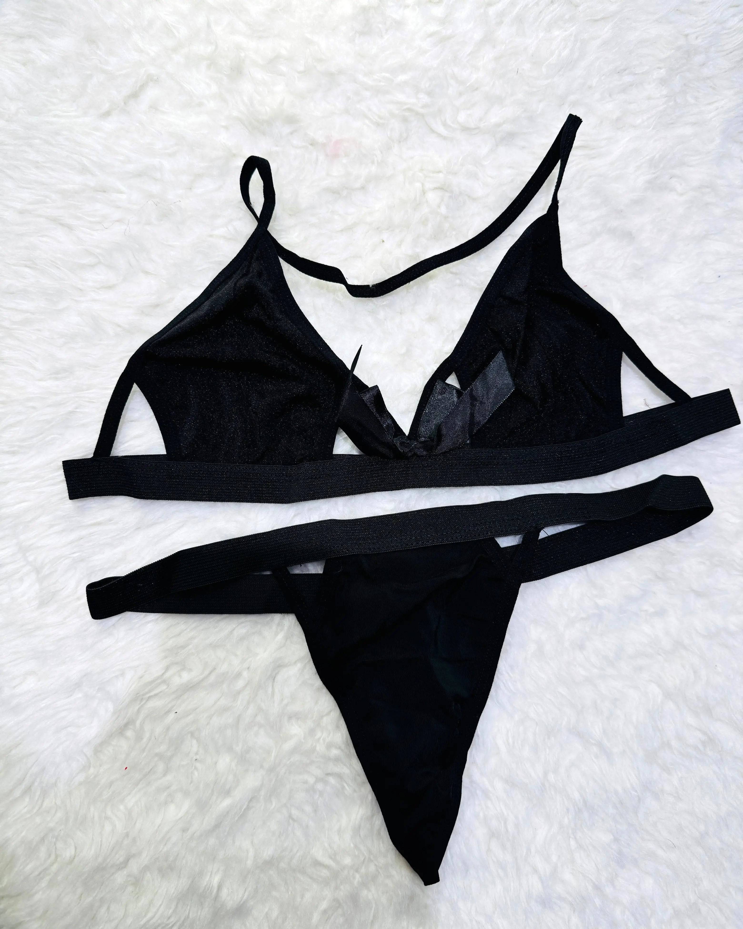 Sajiero Sk 3pcs Fancy Sexy Bikini Set Black - My Store