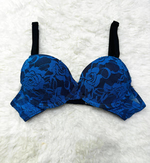 Sajiero Spark Blue Floral Casual Padded Bra - My Store