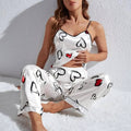 Sajiero Spice Ceder Strap Jumpsuit Printed Hearst White - My Store