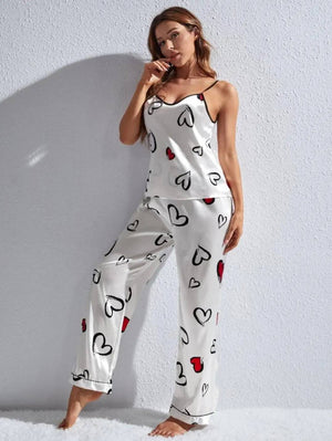 Sajiero Spice Ceder Strap Jumpsuit Printed Hearst White - My Store