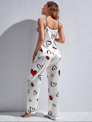 Sajiero Spice Ceder Strap Jumpsuit Printed Hearst White - My Store