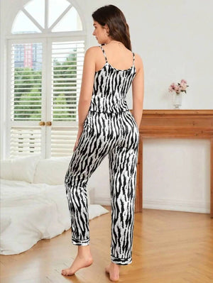 Sajiero Spice Ceder Strap Jumpsuit Printed Pattern Black - My Store