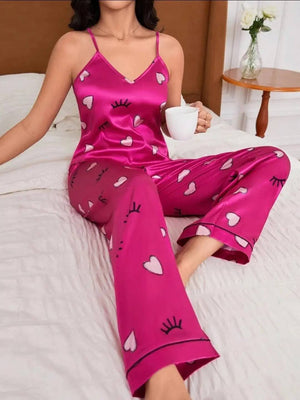 Sajiero Spice Ceder Strap Jumpsuit Printed Pink Hearst - My Store
