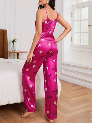 Sajiero Spice Ceder Strap Jumpsuit Printed Pink Hearst - My Store