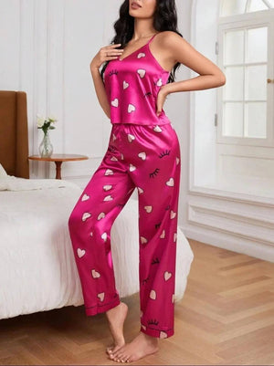 Sajiero Spice Ceder Strap Jumpsuit Printed Pink Hearst - My Store