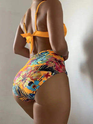 Sajiero Tropical Print Push Up Bikini Set - My Store