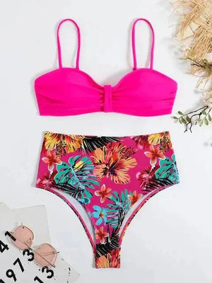 Sajiero Tropical Print Push Up Bikini Set - My Store