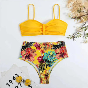Sajiero Tropical Print Push Up Bikini Set - My Store