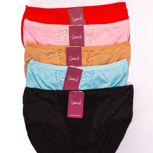 Sajiero Vee Embroidery Plus Size  Net Brief Cotton Panty - My Store