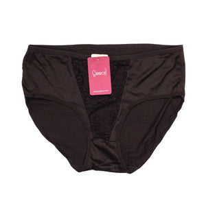 Sajiero Vee Embroidery Plus Size  Net Brief Cotton Panty - My Store