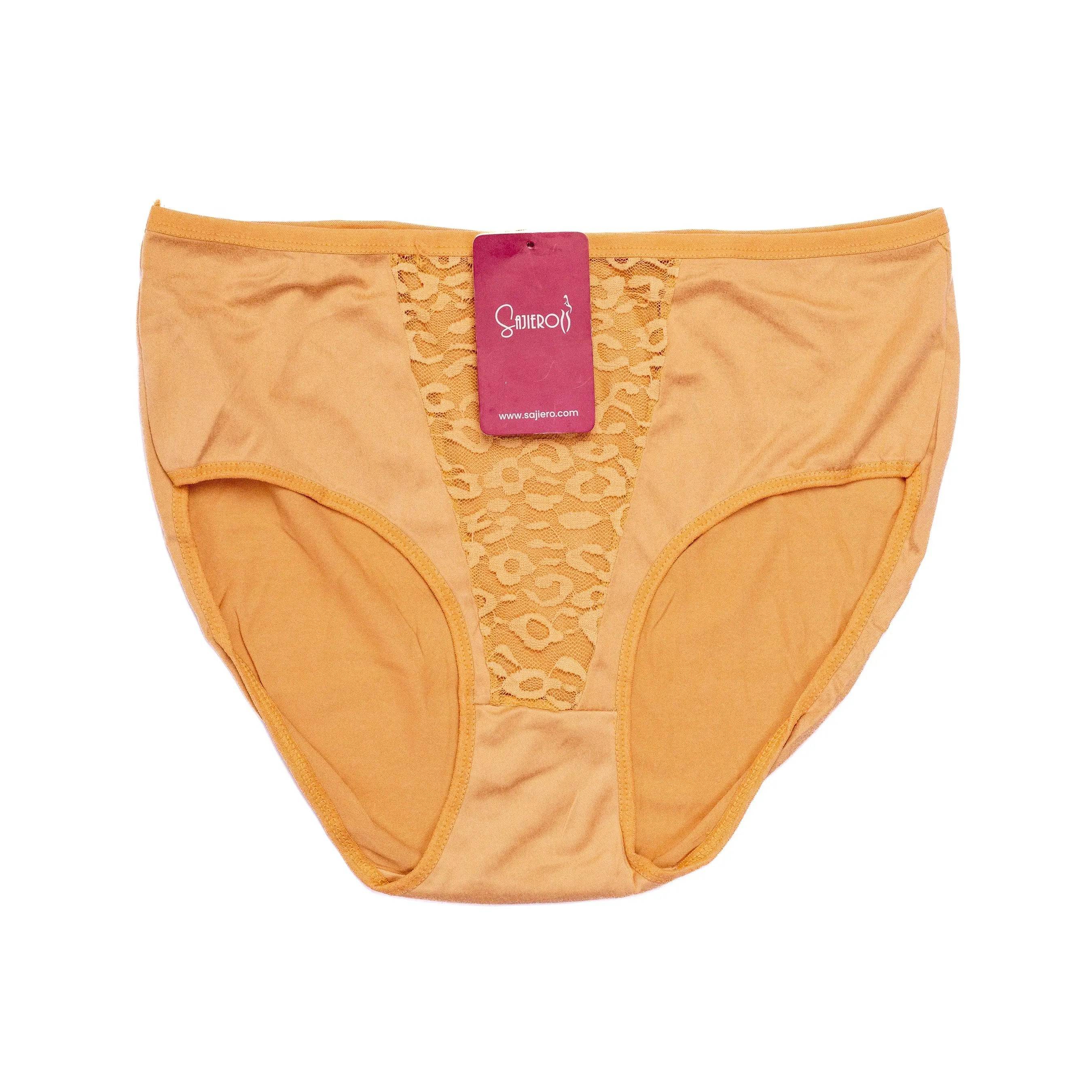 Sajiero Vee Embroidery Plus Size  Net Brief Cotton Panty - My Store