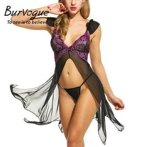 Sajiero Wickter Sheer Mesh & Lace Babydoll - My Store