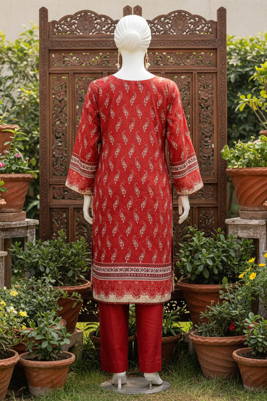 Almeerah Unstitched 3 Piece Winter Khaddar Luxe Collection'2025-Scarlet Luxe Bloom