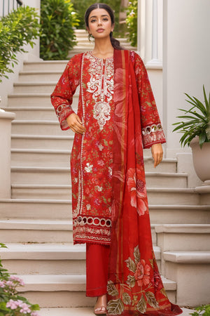 Signature By Sada Bahar Stitched 3 Piece Festive Emb Lawn Vol-02 Collection'2025-PD-198-RED