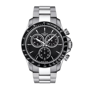 Tissot V8 Silver Stainless Steel Black Dial Quartz Watch for Men's - T-1064171105100