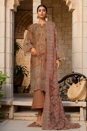 Laser Fusion By Sada Bahar Stitched 3 Piece Chikankari Collection'2025-CKP-Peach