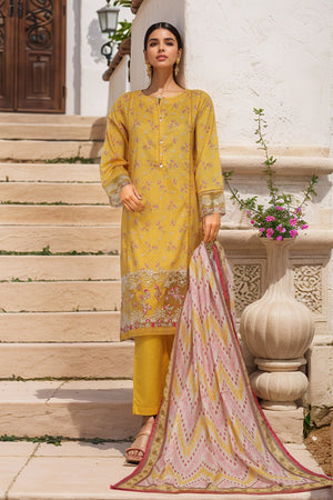 Raya By Sada Bahar Stitched 3 Piece Festive Emb Lawn Collection-CW-D-4072-Yellow