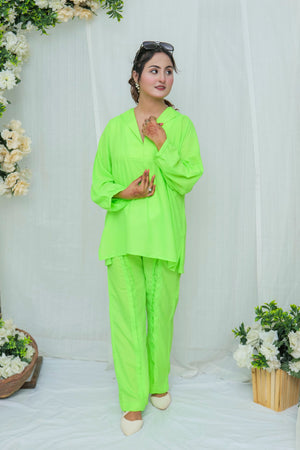 Suitsu Stitched Co Ords Collection-Limeglow 2-Piece Set