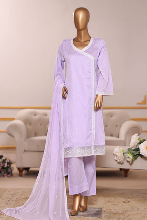 Khombi Stitched 3 Piece Casual Pret Cotton Collection'2025-Voilet- 203-P