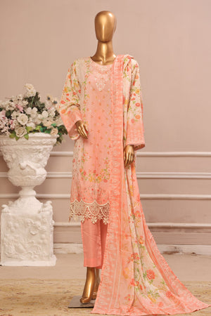 Bin Saeed Stitched 3 Piece Exclusive Emb Lawn Vol-02 Collection-WC-1564-Pink